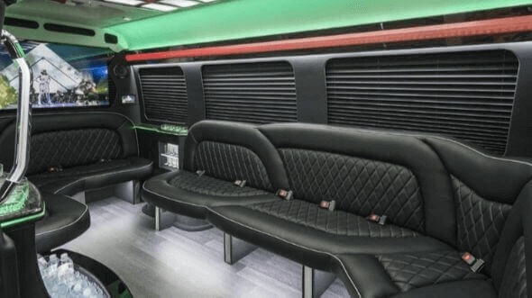 Interior of Charter Bus Company Kannapolis's 14 Passenger Sprinter Limousine in Kannapolis