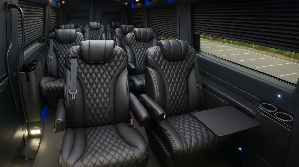 Interior of Charter Bus Company High Point's 15 Passenger Minibus in High Point