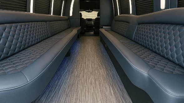 Interior of Charter Bus Company Burlington's 20 Passenger Party Bus in Burlington