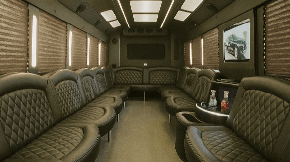 Interior of Charter Bus Company Mooresville's 25 Passenger Party Bus in Mooresville