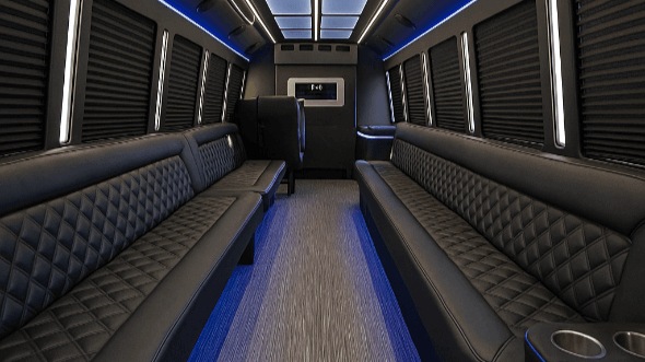 Interior of Charter Bus Company Charlotte's 30 Passenger Party Bus in Charlotte