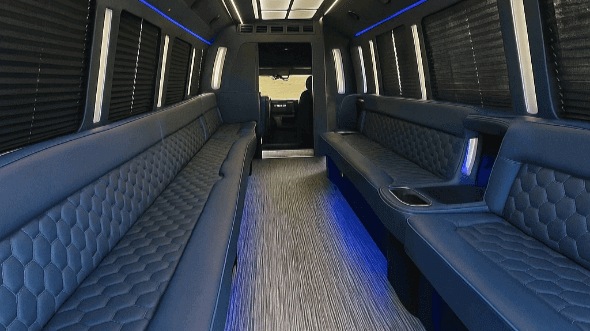 Interior of Charter Bus Company Durham's 30 Passenger Party Bus in Durham