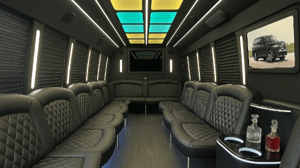 Interior of Charter Bus Company Huntersville's 30 Passenger Party Bus in Huntersville