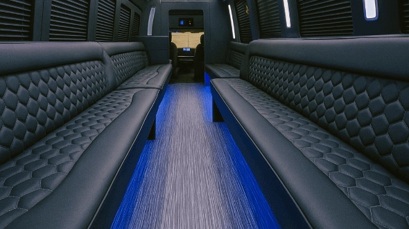 Interior of Charter Bus Company Kannapolis's 30 Passenger Party Bus in Kannapolis