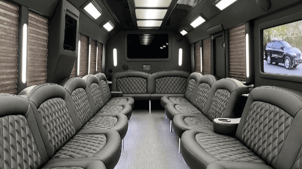 Interior of Charter Bus Company Burlington's 40 Passenger Party Bus in Burlington