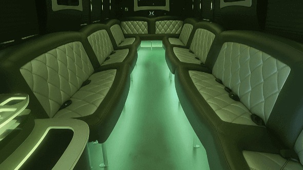 Interior of Charter Bus Company Greensboro's 40 Passenger Party Bus in Greensboro