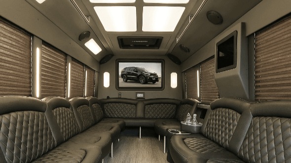 high point 50 passenger party bus inside